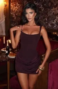 SXTHAENOO Sexy backless Slip Folds Dress Women Elegant Birthday Party Dresses Woman Bodycon Evening Short Dresses Vestidos