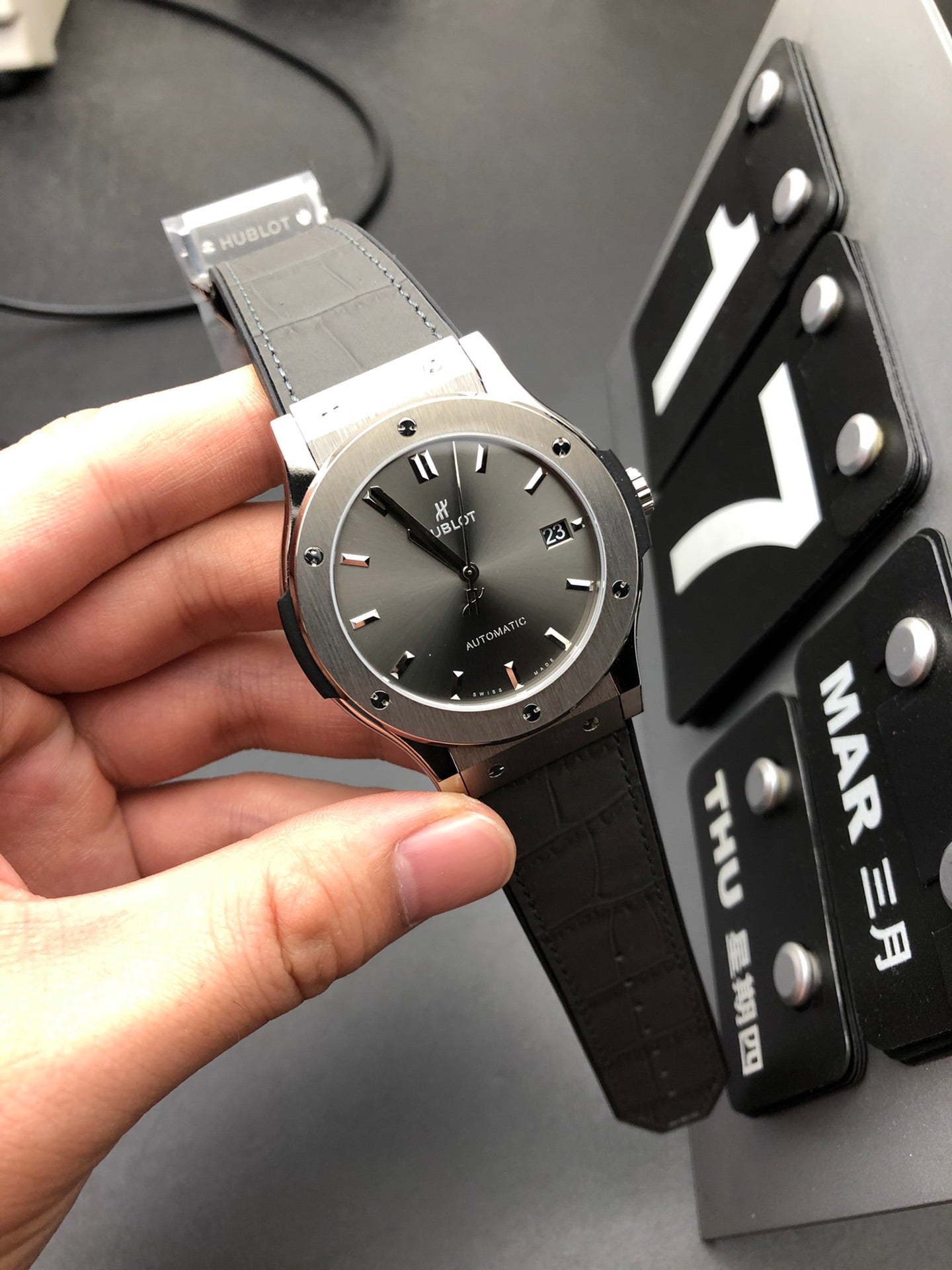 Silver Gradient Dial Watch 42 mm